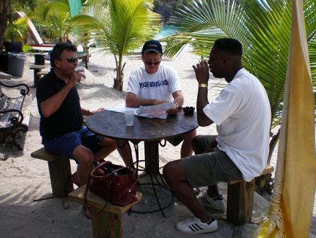 Lunch scene in St. Barths with Gregb and bro